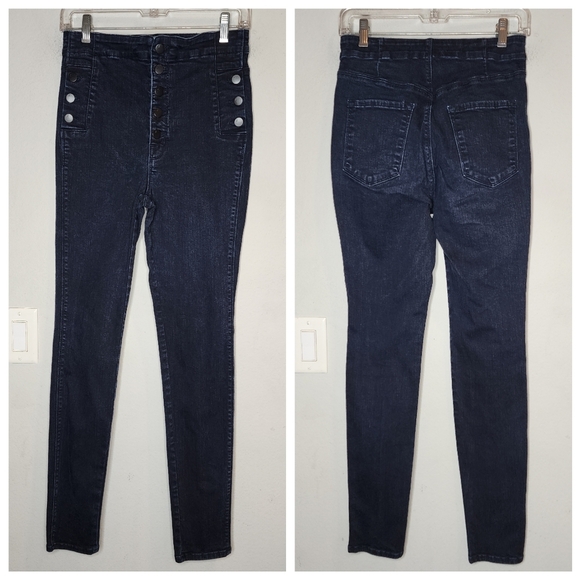 J Brand Natasha Sky High Skinny Jeans Stretch Denim Size 29 Bluebird Darkwash - Picture 4 of 16